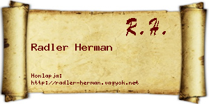 Radler Herman névjegykártya